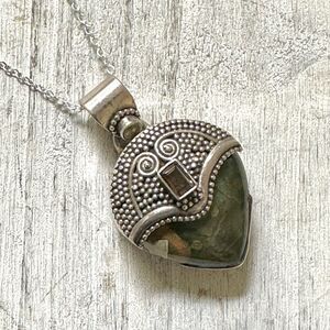 Sterling silver ocean Jasper pendant necklace